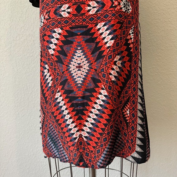 ANTHROPOLOGIE MATISON STONE Aztec Print Silk Mini Shift Dress Multi - Picture 3 of 8